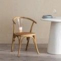 Chaise en bois d'orme marron avec dossier courbé et assise en rotin 55 x 81 x 50 cm