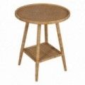 Runder Beistelltisch aus Naturrattan, 60 x 71 x 60 cm.