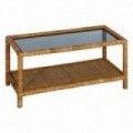 Table du centre en verre rectangulaire Rattan naturel 90 x 42 x 40 cm
