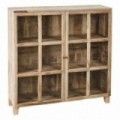Aparador vitrina 2 puertas de madera de mango color natural 120 x 35,5 x 112,5 cm 120 x 122,5 x 35,5 cm