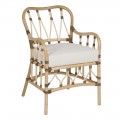 Sillón de Ratán Natural con asiento tapizado 58 x 85 x 62 cm