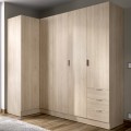 Armadio angolare 5 ante 3 cassetti ESSEN - Naturale 91 x 184 x 214 cm