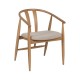 Chaise en bois de chêne naturel, assise beige | fanmuebles
