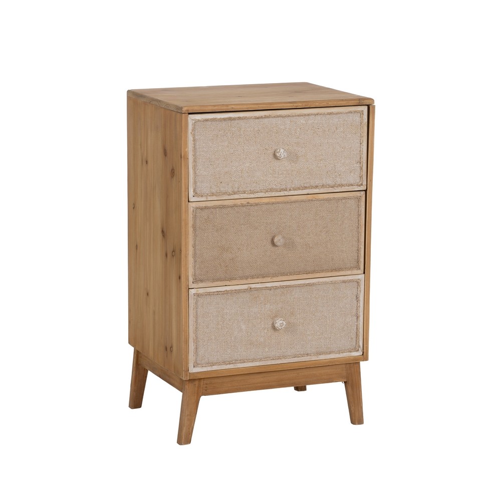 Tavolo da letto in legno 3 cassetti Gerel colore naturale fanmuebles