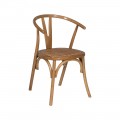Silla de madera de olmo Miel respaldo curvo asiento en ratán 55 x 81 x 50 cm