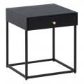 Table de chevet en acier noir avec 1 tiroir 43 x 50 x 41 cm