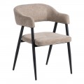 Chaise de Salle a Manger Rembourree Taupe Structure Acier Noir 56x81x60 cm