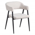 Sedia da Pranzo Imbottita Crema Gambe in Acciaio Nero 56x81x60 cm