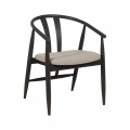 Silla de madera negra asiento beige 56,50 x57 x 76 cm 56,5 x 76 x 57 cm