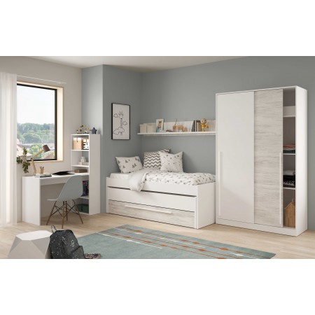 Pack lit double jeunesse avec armoire Elliot | fanmuebles