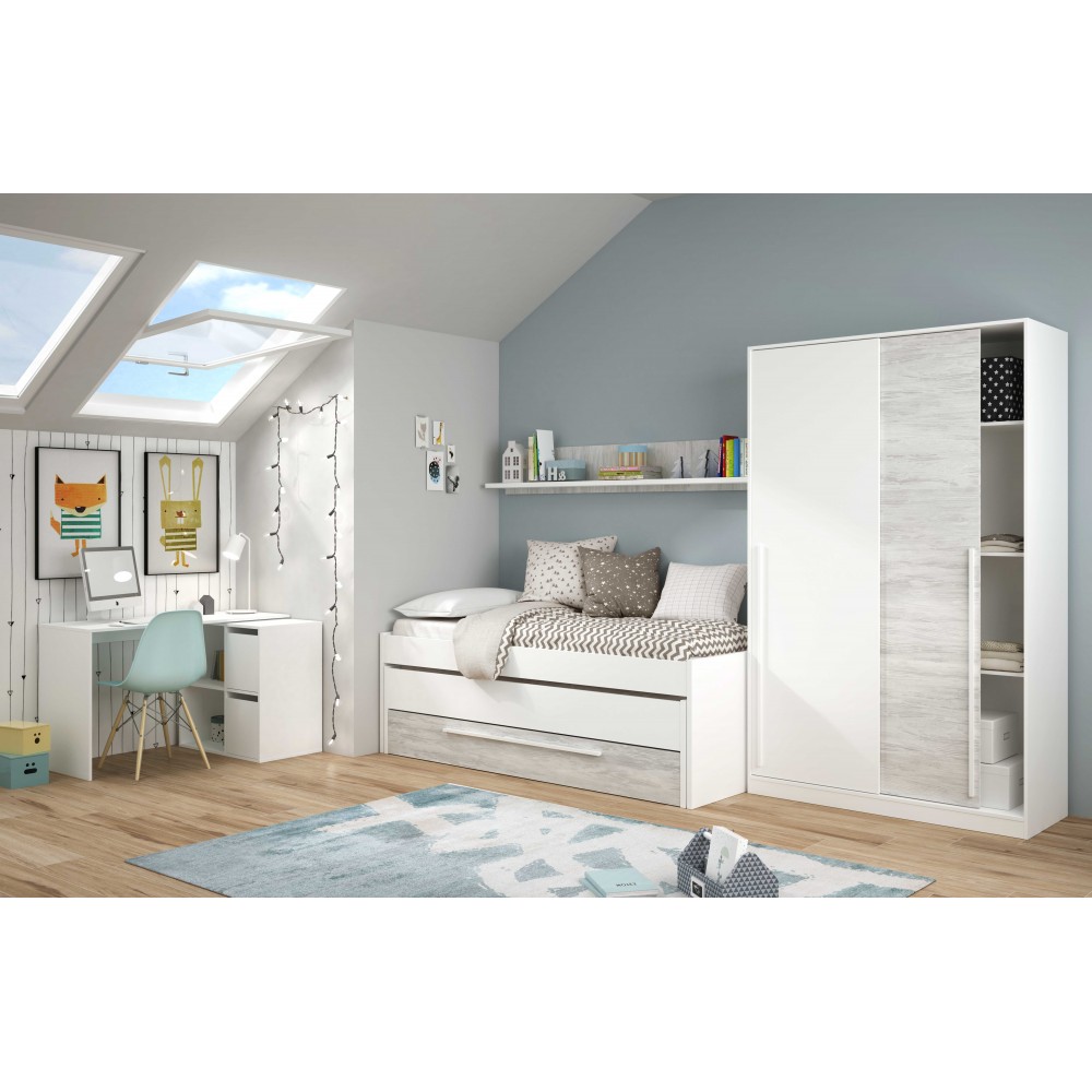 Pacote cama dupla juvenil com armário Elliot fanmuebles