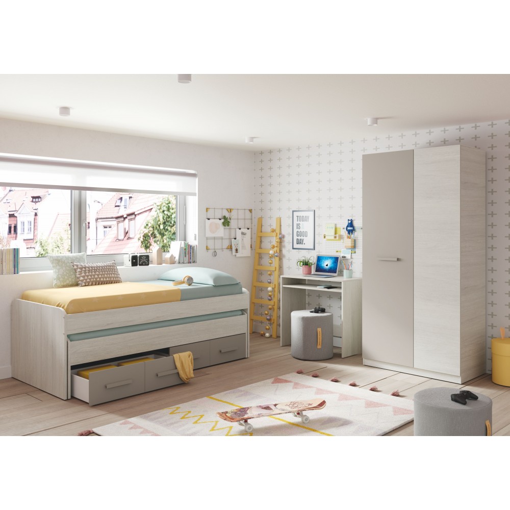Jugend-Doppelbettpaket mit Ares-Kleiderschrank | fanmuebles