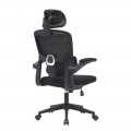 Silla de oficina con reposacabezas Aroa Negra 65 x 114 - 124 x 55 cm