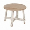 Mesa redonda natural e branca - 60 x 60 x 45 cm