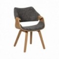 Silla de oficina en madera tapizada Gris - Natural 61 x 82 x 56 cm