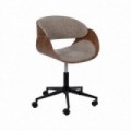 Silla de oficina con ruedas en madera tapizada Beige - Marrón 59 x 88 - 100 x 64 cm