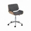 Silla de oficina con ruedas en madera tapizada Gris - Natural 54 x 88 - 100 x 61 cm