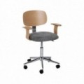 SILLA RUEDAS GRIS-NATURAL TEJIDO-MADERA 60 X 60 X 89 CM