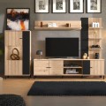 Mueble de salón modular Avignon roble Artisan - Negro 263 x 167 x 40 cm