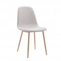 Cadeira de jantar estofada Lima Easy Clean Bege claro pernas madeira - 44 x 86 x 53 cm