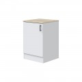 Modulo bajo de cocina 60 cm Kira 1 puerta Blanco Brillo - Roble Canadian 60 x 90 x 60 cm