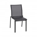 Chaise de jardin empilable en aluminium - Noir textile 49 x 90 x 62 cm