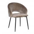 Sedia da Pranzo Imbottita Taupe Struttura Metallo Nero 58x80,5x60 cm