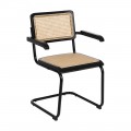 Silla con brazos asiento y respaldo Ratán Negro - Natural 61,5 x 82,5 x 53 cm