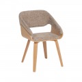 CHAISE EN TISSU BEIGE-MARRON-BOIS 51 X 55 X 75 CM