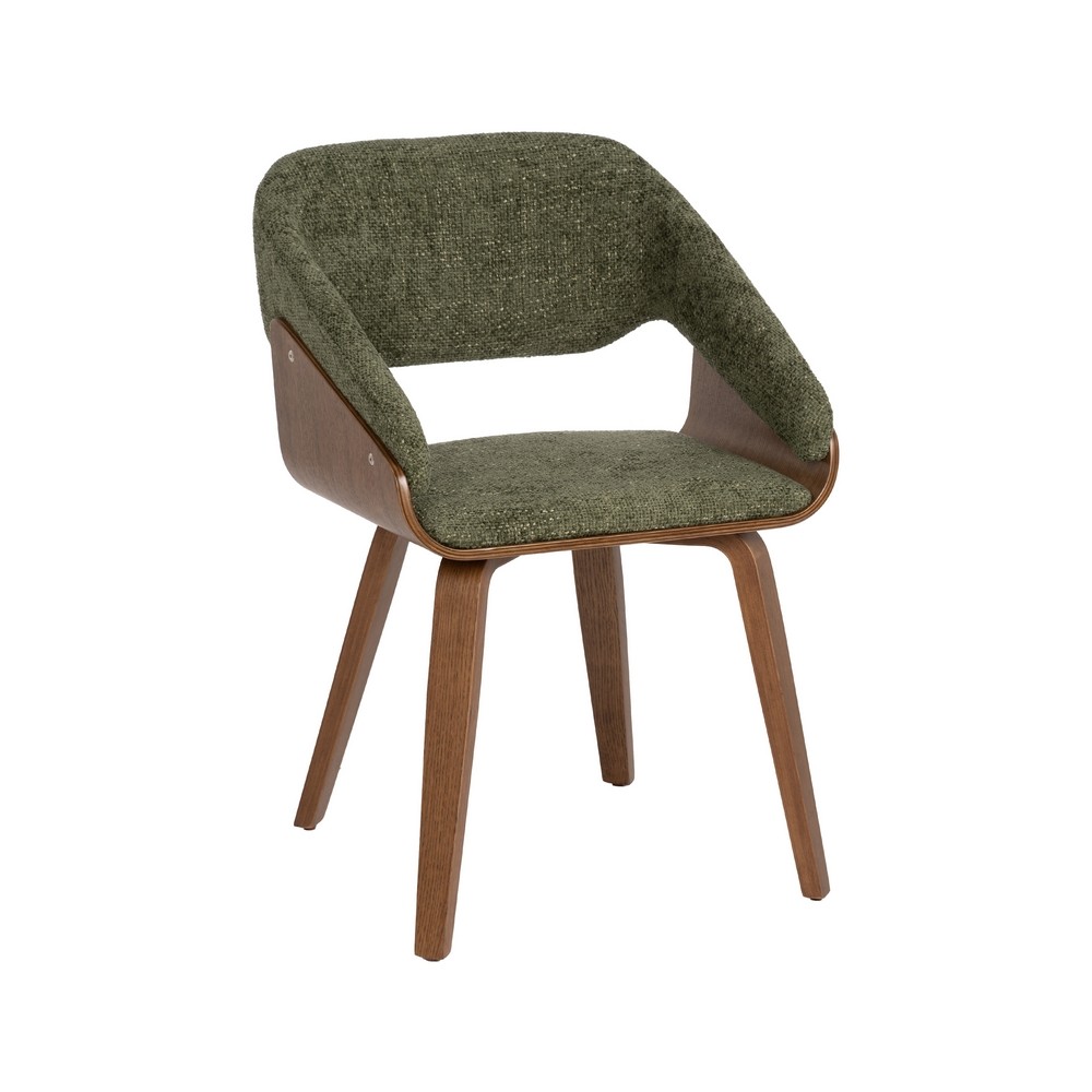 Silla de madera Contract tapizada Verde - Marrón  51 x 75 x 55 cm