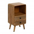 Mesita de noche pequeña 2 cajones + 1 hueco Natural 29,5 x 53 x 25,5 cm