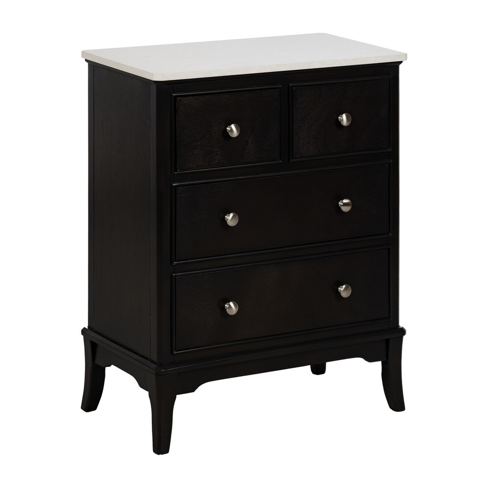 Conforto 4 gavetas Marmol Preto - Branco 60 x 75,5 x 33 cm