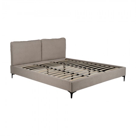 Cama com somier de folhas e cabeça estofada Bege 192 x 95 x 214 cm