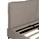 Cama con somier de láminas y cabecero tapizado Beige 192 x 95 x 214 cm