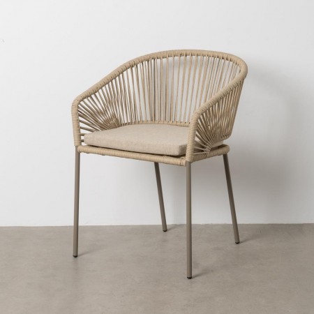 SILLA NATURAL-GRIS PE-ACERO EXTERIOR 58 X 58 X 77,50 CM