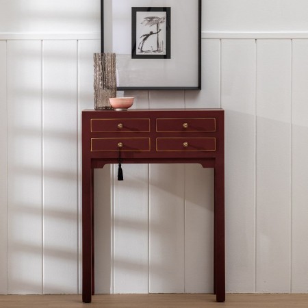 Console "leste" telha dm e madeira de abeto com detalhes dourados 85 x 26 x 85 cm