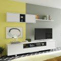 Mueble de sala modular moderno Belus Blanco Brillo - Antracita 200 x 41 cm