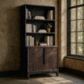 Librería de madera de mango marrón con 2 puertas Kilian 100 x  195 x 50 cm