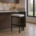 Taburete alto de bar Girona tapizado repelente al agua Gris 50 x 109 x 47cm