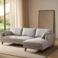 Sofá Chaise Longue reversible tapizado en tela color Gris 240 x 86 x 150 cm