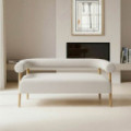 Sofá 2 plazas tapizado Beige con patas de madera 143 x 69 x 67 cm