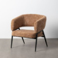 Sillón tapizado jaspeado mostaza