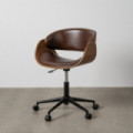 SILLA RUEDAS MARRÓN MADERA / SIMIL PIEL 59 X 64 X 88 CM