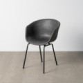 Silla de comedor tapizada simil piel negro metal 59x81,5x50,5 cm