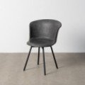 Silla de comedor tapizada en simil piel negra 53x76x51,5 cm