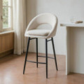 Taburete Alto Crema Tejido Metal Contract 53x100x48 cm