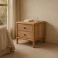 Mesilla de noche en madera de mango Macarella 2 cajones 45 x 45 x 45 cm