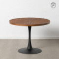 Mesa de comedor redonda pie central acero Natural - Negro 100 x 76 x 100 cm