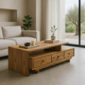 Mesa de centro en madera de mango 6 cajones Natural 150 x 45 x 60 cm