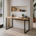 Escritorio de madera de mango Natural - Negro 120 x 76 x 60 cm